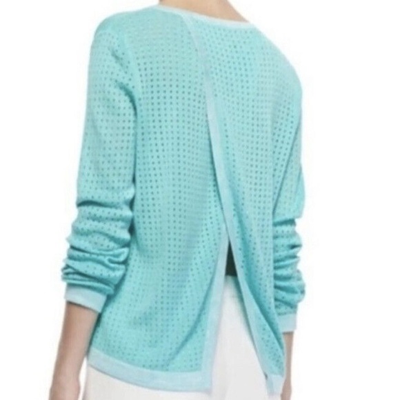 Rag & Bone Turquoise Ariana Open Knit Flyaway open Back Cotton Sweater size XS - Picture 2 of 14